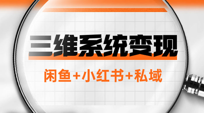 三维系统变现项目：普通人首选-年入百万的翻身项目，闲鱼+小红书+私域 - 项目资源网 - 项目资源网