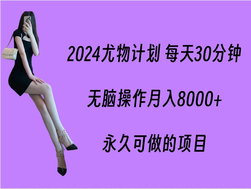 2024尤物计划 每天30分钟，无脑操作月入8000+，永久可做的项目 - 项目资源网 - 项目资源网