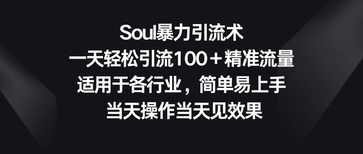 Soul暴力引流术，一天轻松引流100＋精准流量，适用于各行业，简单易上手 当天操作当天见效果 - 项目资源网 - 项目资源网