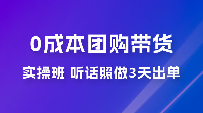 点金手 0 成本团购带货实操班，听话照做 3 天出单 - 项目资源网 - 项目资源网