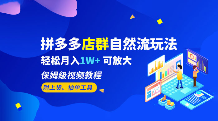 拼多多店群自然流玩法：轻松月入 1W+ 保姆级视频教程（附上货、拍单工具） - 项目资源网 - 项目资源网