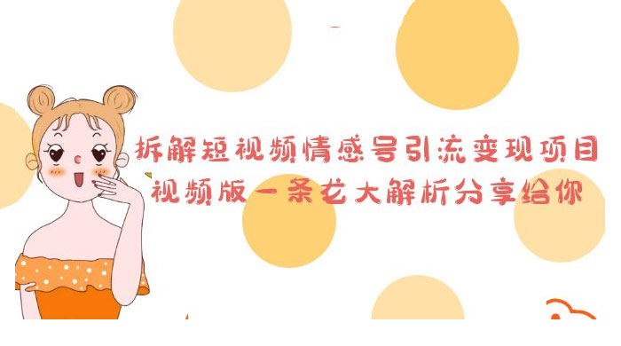 拆解短视频情感号引流变现项目：视频版一条龙大解析分享给你 - 项目资源网 - 项目资源网
