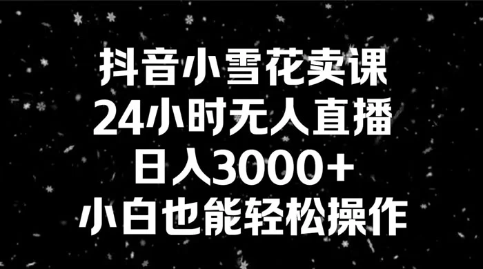 抖音小雪花卖课，24 小时无人直播，日入 3000+ ，小白也能轻松操作 - 项目资源网 - 项目资源网