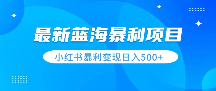 最新暴利蓝海项目，小红书图文变现，轻松实现日收益500+ - 项目资源网 - 项目资源网