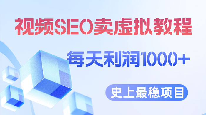 视频 SEO 出售虚拟产品：史上最稳定私域变现项目 - 项目资源网 - 项目资源网