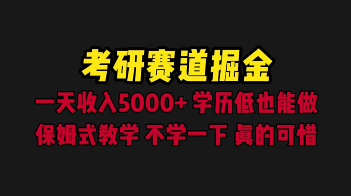 考研赛道掘金：一天四位数，保姆式教学 - 项目资源网 - 项目资源网