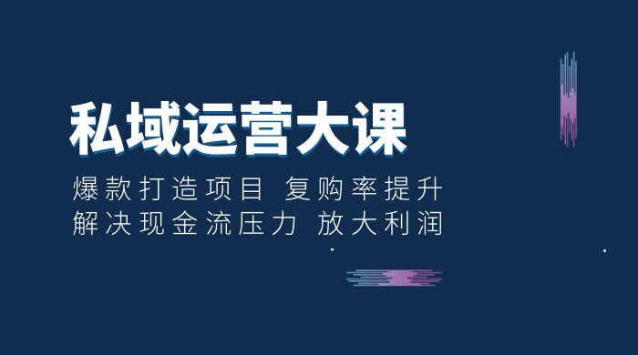私域运营大课：爆款打造项目，复购率提升，解决现金流压力，放大利润 - 项目资源网 - 项目资源网