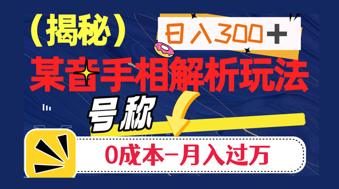 抖音手相解析玩法，聊聊天日入 300+，号称 0 成本月入过万 - 项目资源网 - 项目资源网