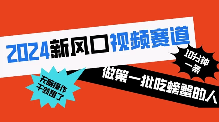 2024 新风口视频赛道，做第一批吃螃蟹的人，10 分钟一条原创视频，小白无脑操作 - 项目资源网 - 项目资源网