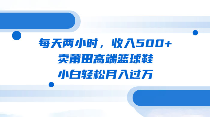每天两小时，卖莆田高端篮球鞋，小白轻松月入过万（教程+素材） - 项目资源网 - 项目资源网