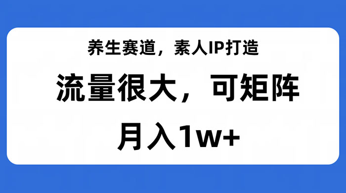 养生赛道，素人IP打造，流量很大，可矩阵，月入1w+ - 项目资源网 - 项目资源网