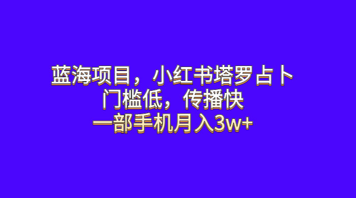 蓝海项目，小红书塔罗占卜：门槛低，传播快，一部手机月入五位数 - 项目资源网 - 项目资源网