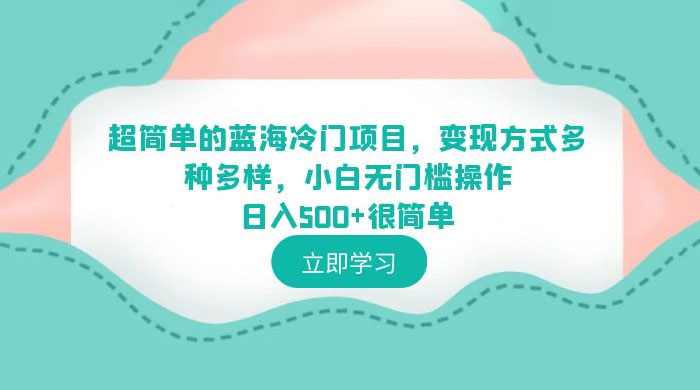 超简单的蓝海冷门项目：变现方式多种多样，小白无门槛操作很简单 - 项目资源网 - 项目资源网