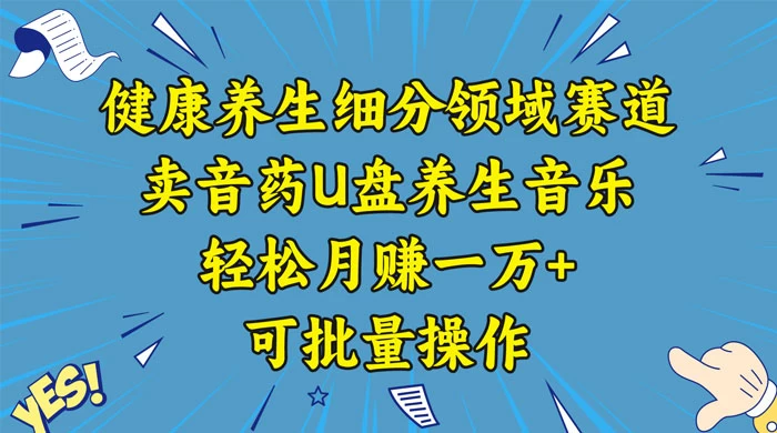 健康养生细分领域赛道，卖音药U盘养生音乐，轻松月赚一万+，可批量操作 - 项目资源网 - 项目资源网