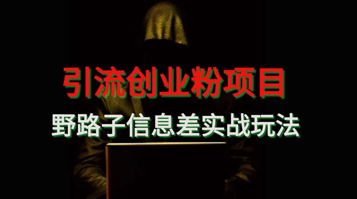 野路子信息差玩法实战教学，引流创业粉 - 项目资源网 - 项目资源网