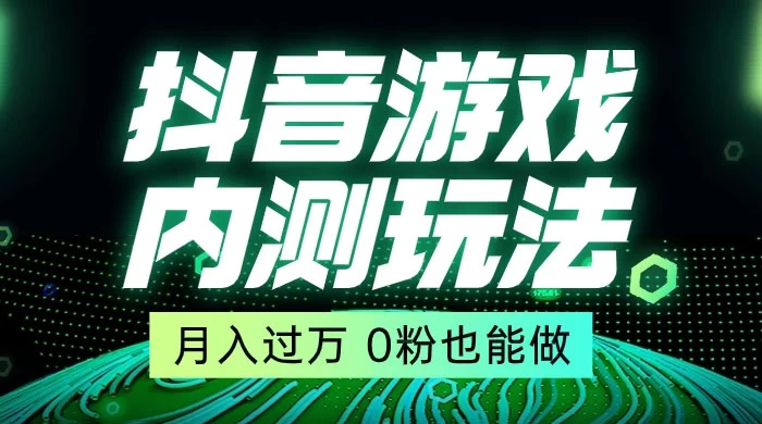 外面在卖价值 2980 的抖音游戏内测玩法，独创自撸技术，轻轻松松日入 500+ - 项目资源网 - 项目资源网