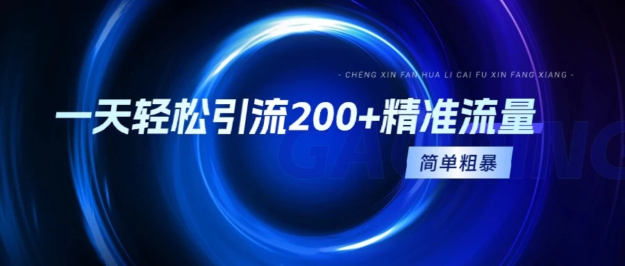 一天轻松引流200+精准流量，适合各行各业，一看就懂，简单粗暴 - 项目资源网 - 项目资源网