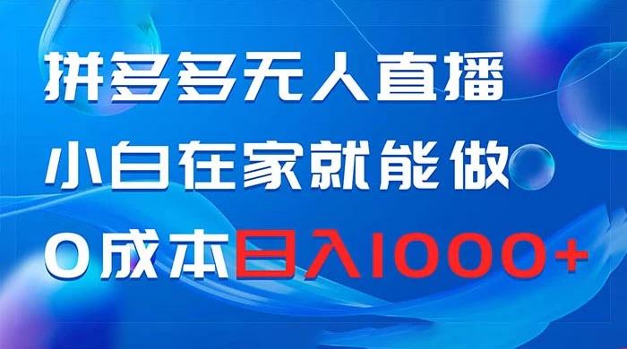 拼多多无人直播，小白在家就能做，0 成本日入 1000+ - 项目资源网 - 项目资源网