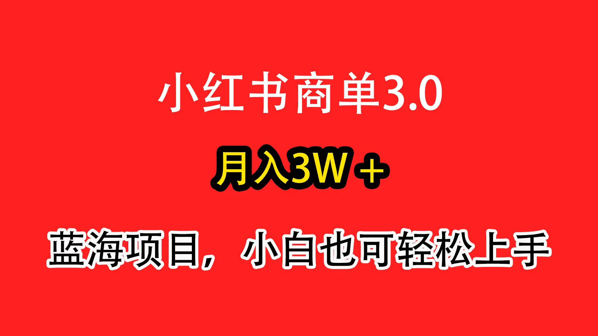 小红书商单3.0，月入3w＋，蓝海项目，小白轻松上手 - 项目资源网 - 项目资源网
