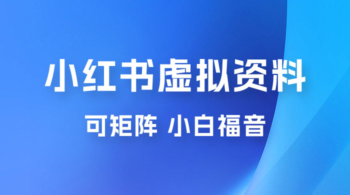 小红书虚拟资料项目拆解：单号日入 500+，可矩阵，小白福音 - 项目资源网 - 项目资源网