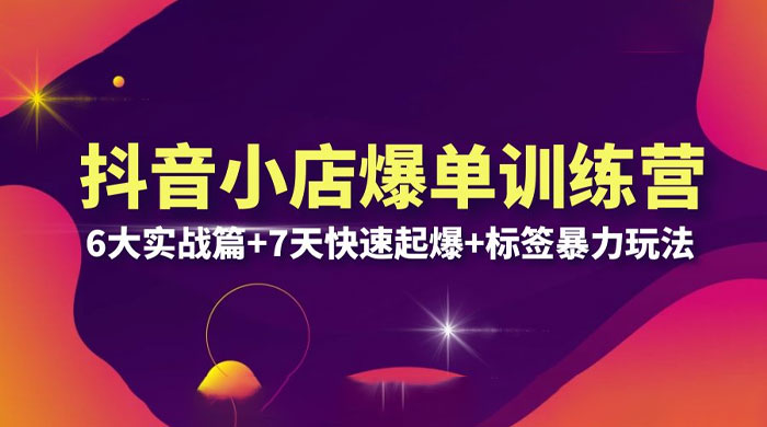 抖音小店爆单训练营 VIP 线下课：6 大实战篇 + 7 天快速起爆 + 标签暴力玩法「 32 节」 - 项目资源网 - 项目资源网