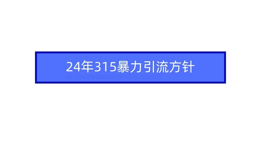 24年315暴力引流方针 爆款筛选让你快速热门+变现 - 项目资源网 - 项目资源网