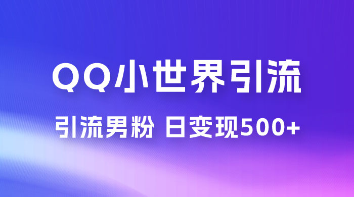 零投资无风险，小白易上手，QQ 小世界脚本引流男粉，日变现 500+ - 项目资源网 - 项目资源网