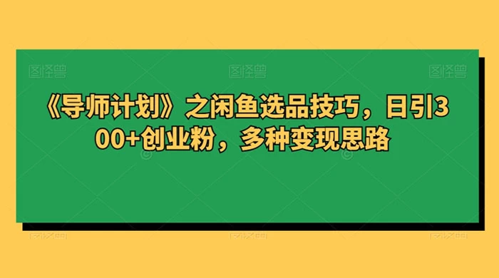 闲鱼选品技巧，日引 300+ 创业粉，多种变现思路 - 项目资源网 - 项目资源网