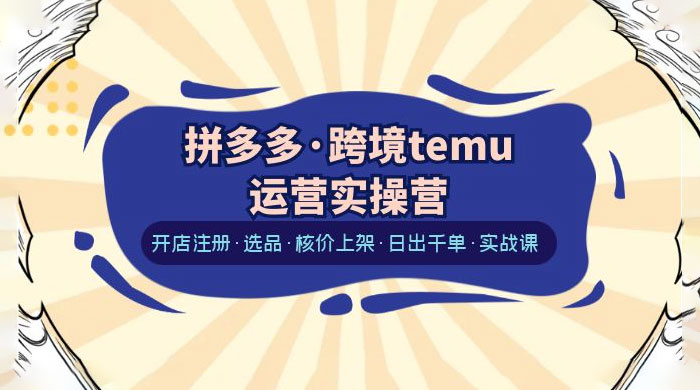 拼多多 · 跨境 Temu 运营实操营：开店注册、选品、核价上架、日出千单、实战课 - 项目资源网 - 项目资源网