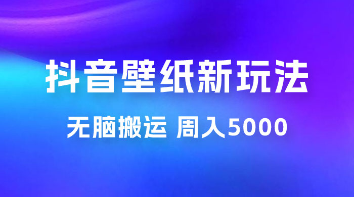 抖音绝美壁纸新玩法：喂饭级教程，一部手机无脑搬运，实操一周收入 5000 - 项目资源网 - 项目资源网