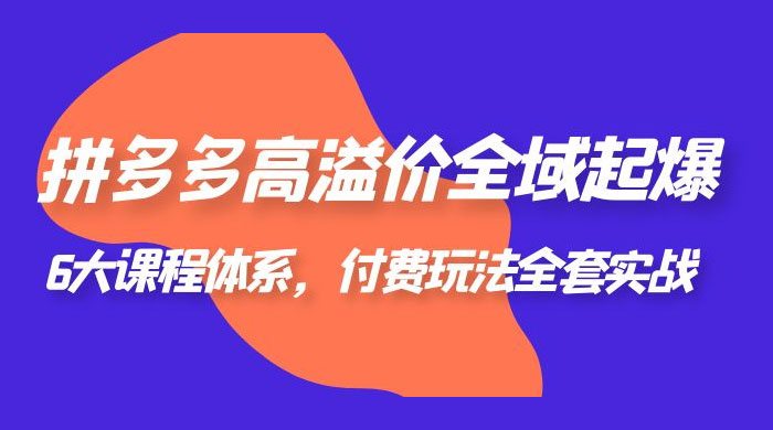 拼多多高溢价全域起爆：6 大课程体系，付费玩法全套实战 - 项目资源网 - 项目资源网