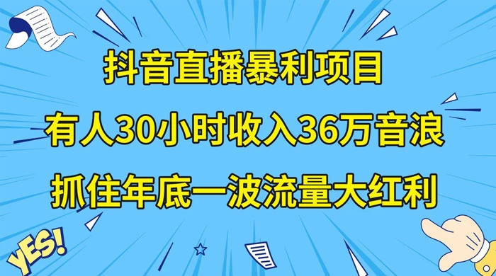 抖音直播暴利项目，有人 30 小时收入 36 万音浪，公司宣传片年会视频制作，抓住年底一波流量大红利 - 项目资源网 - 项目资源网