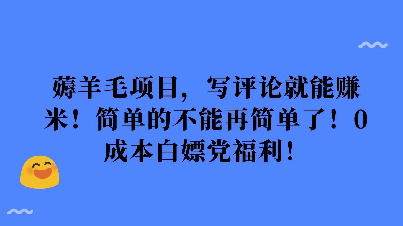 薅羊毛项目，写评论就能赚米！简单的不能再简单了！0成本白嫖党福利！ - 项目资源网 - 项目资源网