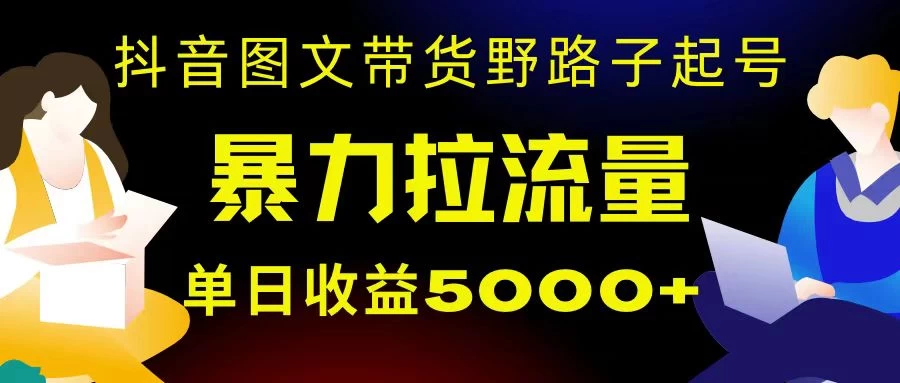 抖音图文带货暴力起号，单日收益 5000+，野路子玩法，简单易上手，一部手机即可 - 项目资源网 - 项目资源网