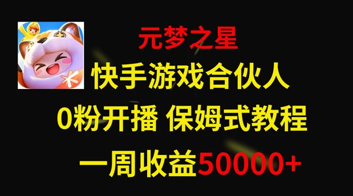 快手游戏合伙人新风口，元梦之星爆火游戏，一周收入50000+ - 项目资源网 - 项目资源网