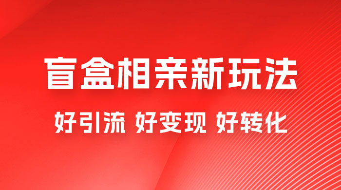 盲盒相亲新玩法：适合新手小白，一部手机可以做，轻松日入 500+ - 项目资源网 - 项目资源网