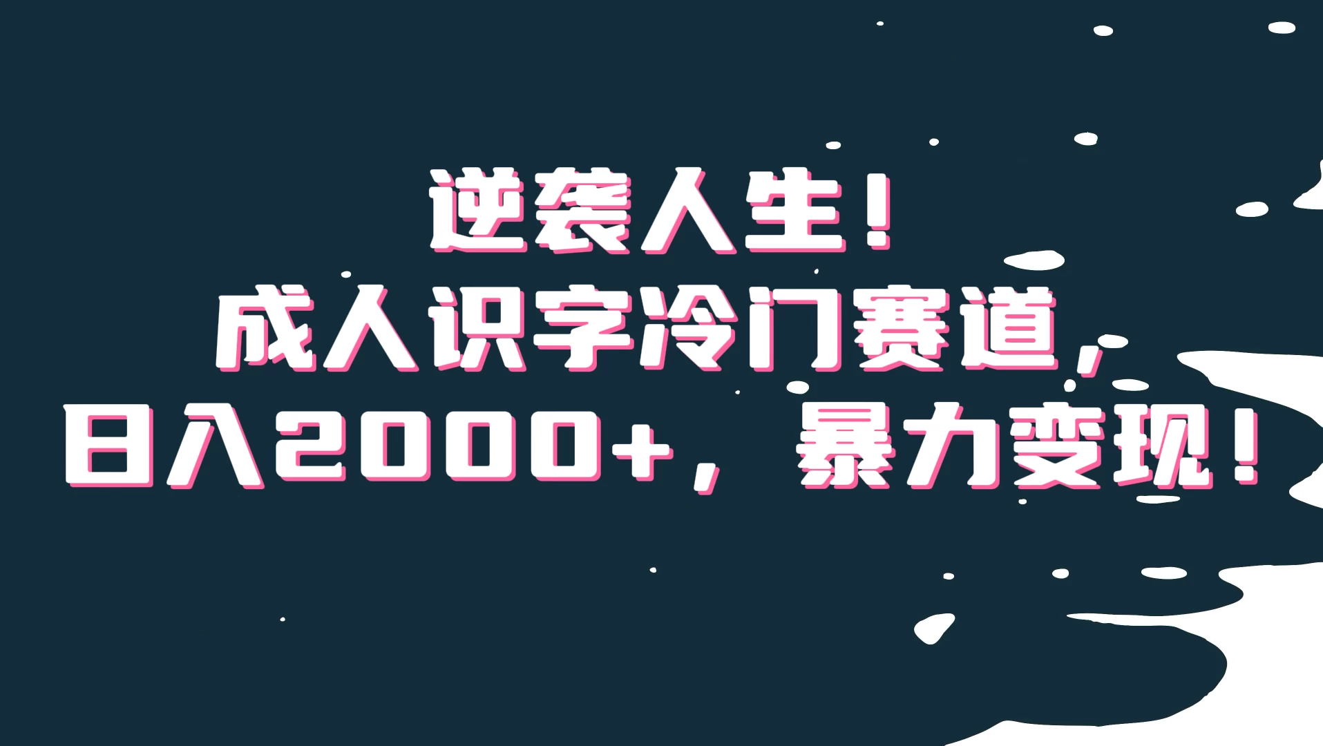 逆袭人生！成人识字冷门赛道，日入2000+，暴力变现 - 项目资源网 - 项目资源网