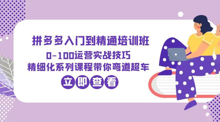 2023 拼多多入门到精通培训班： 运营实战技巧 精细化系列课带你弯道超车 - 项目资源网 - 项目资源网