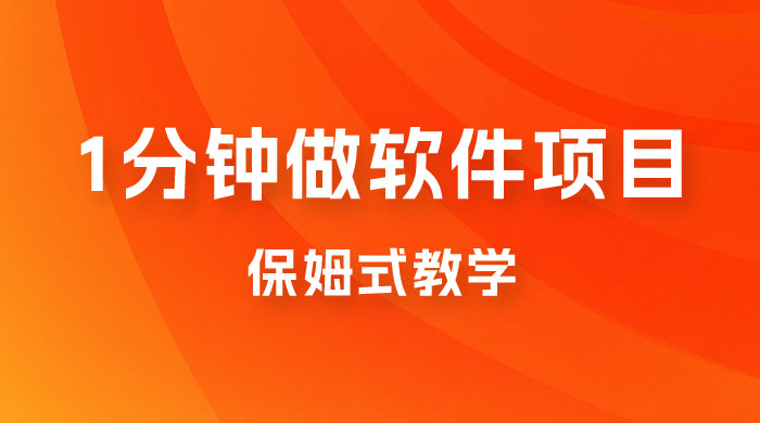 1 分钟做软件项目。有人靠这个已经赚 10W。保姆式教学，外面收费 3980 - 项目资源网 - 项目资源网