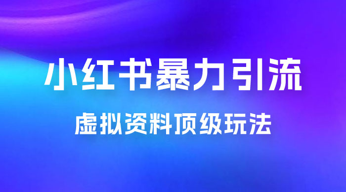 虚拟资料顶级玩法，小红书暴力引流，喂饭级教程零成本，利润任你定 - 项目资源网 - 项目资源网