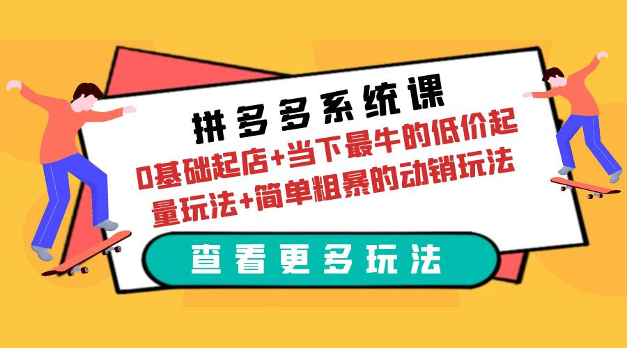 拼多多系统课：0 基础起店+当下最牛的低价起量玩法+简单粗暴的动销玩法 - 项目资源网 - 项目资源网