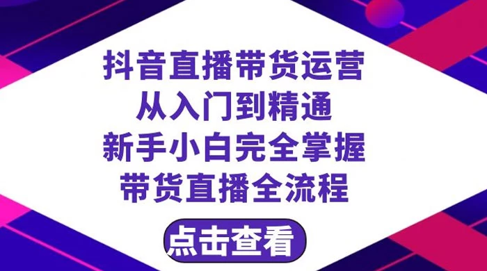 抖音直播带货，运营从入门到精通，新手完全掌握带货直播全流程（共 23 节） - 项目资源网 - 项目资源网