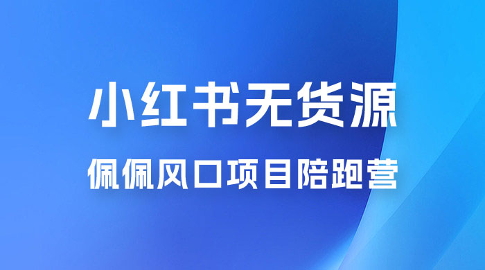 佩佩 · 小红书无货源风口项目陪跑营：不用拍摄、不用露脸、不用买产品、不用营业执照、一部手机即可开店 - 项目资源网 - 项目资源网