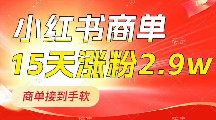 小红书商单最新玩法，新号 15 天 2.9w 粉，商单接到手软，1分钟一篇笔记 - 项目资源网 - 项目资源网