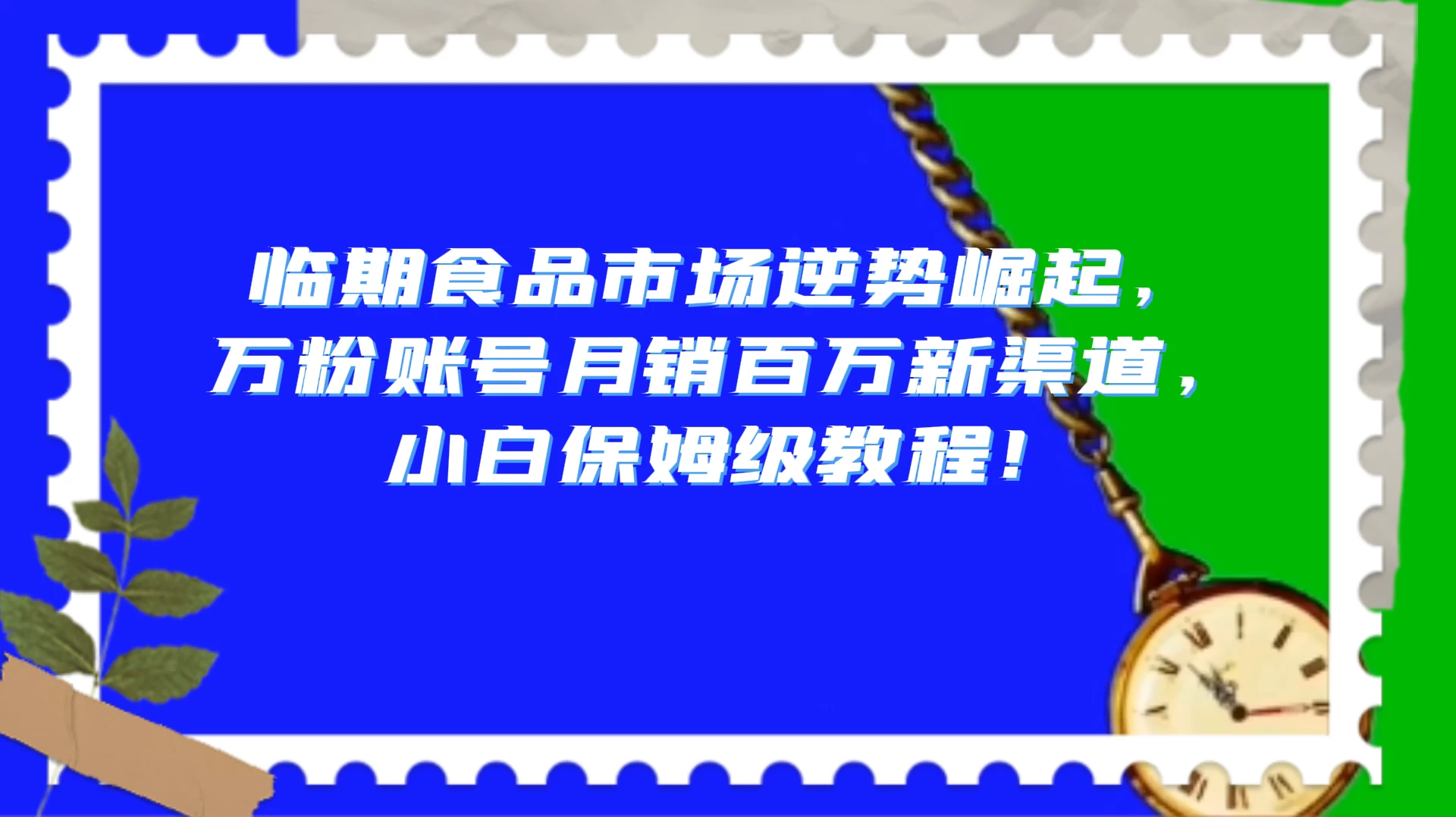 临期食品市场逆势崛起，万粉账号月销百万新渠道，小白保姆级教程！ - 项目资源网 - 项目资源网