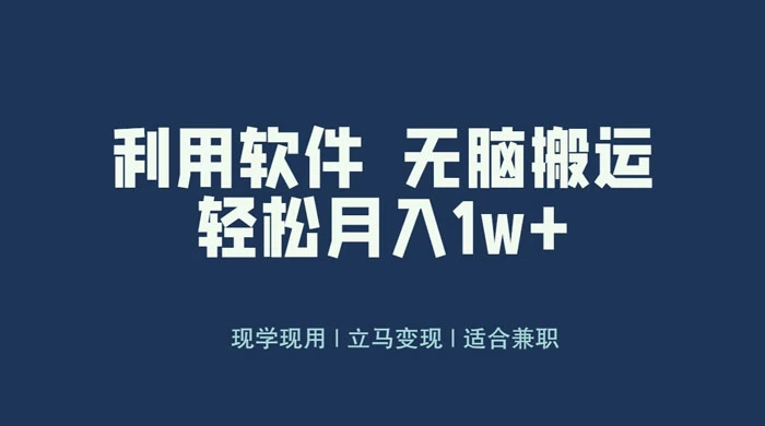 最新蓝海独家玩法，利用软件无脑搬运，小白轻松日入1000＋ - 项目资源网 - 项目资源网