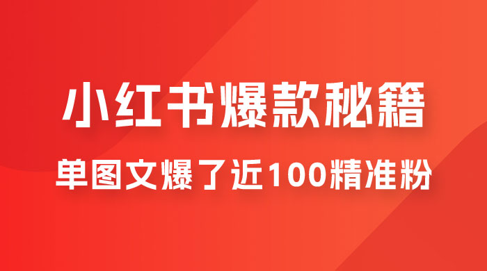 小红书单篇图文连爆秘籍，单图文爆了近 100 精准粉 - 项目资源网 - 项目资源网