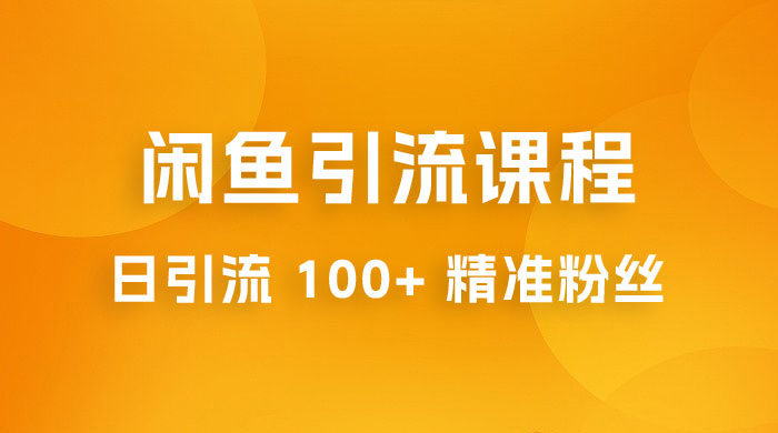 闲鱼引流课程：三个账号操作 20 分钟，日引流 100+ 精准粉丝 - 项目资源网 - 项目资源网