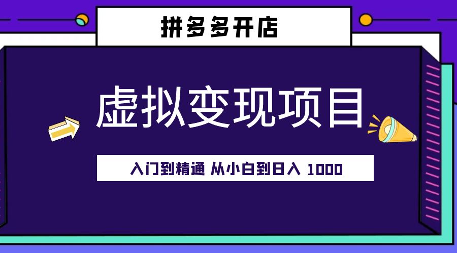 拼多多开店虚拟变现项目：入门到精通 从小白到日入 1000「完整版」 - 项目资源网 - 项目资源网