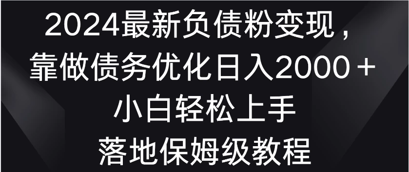 2024最新负债粉变现，靠做债务优化日入2000＋小白轻松上手 落地保姆级教程 - 项目资源网 - 项目资源网